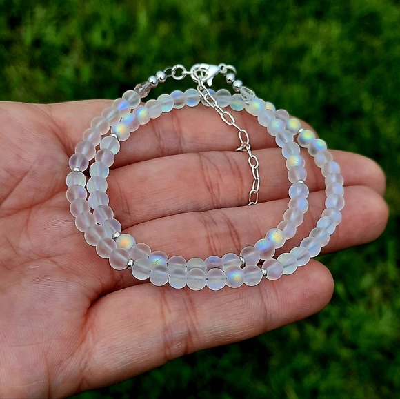 Aura Rainbow 🌈 Mermaid Glass Choker Necklace - Picture 3 of 4